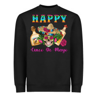 Happy Cinco De Mayo Mexican Skull Tequila Bottle Roses Cactus Heavyweight Sweatshirt | Teevron