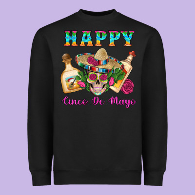 Happy Cinco De Mayo Mexican Skull Tequila Bottle Roses Cactus Heavyweight Sweatshirt Designed By Artiststas