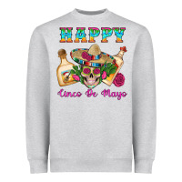 Heather Grey Happy Cinco De Mayo Mexican Skull Tequila Bottle Roses Cactus Heavyweight Sweatshirt - Artiststas