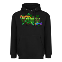 Black Happy St. Patrick's Day Heavyweight Hoodie - HowdyJamesFarm