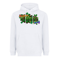 White Happy St. Patrick's Day Heavyweight Hoodie - HowdyJamesFarm