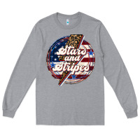 Heather Grey Western Stars and Stripes 4th of July Long Sleeve Tee - LillyAllenDesigns