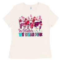 Bone in october we wear pink cancer ribbon with teeth Ladies Tee - AdoDesignShop