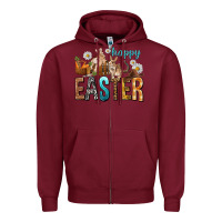 Burgundy Happy Easter with Cowboy Easter Day Zipper Hoodie - HowdyJamesFarm