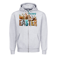 Heather Grey Happy Easter with Cowboy Easter Day Zipper Hoodie - HowdyJamesFarm