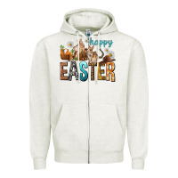 Oatmeal Heather Happy Easter with Cowboy Easter Day Zipper Hoodie - HowdyJamesFarm