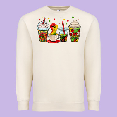 Juneteenth Bhm Coffee Cups Premium Sweatshirt Designed By Oliviacreatesart
