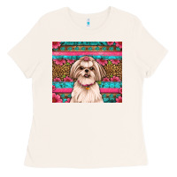 Shih Tzu Floral Tumbler Ladies Tee | Teevron