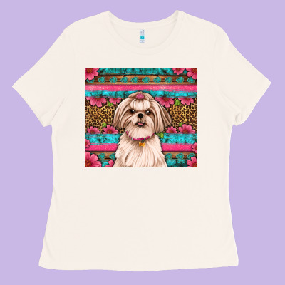 Shih Tzu Floral Tumbler Ladies Tee Designed By Artiststas
