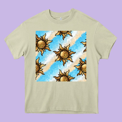 Leopard Sun Seamless Pattern Heavy Core Tee Designed By Bundleandbundleshop
