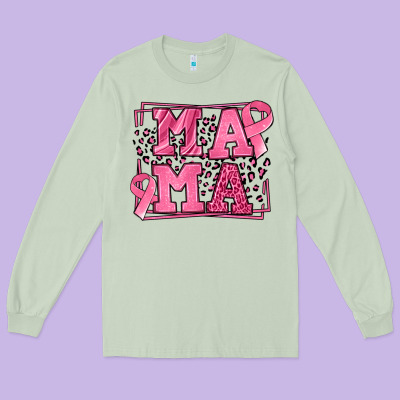 Breast Cancer Awareness Mama Long Sleeve Tee Designed By Lillyallendesigns