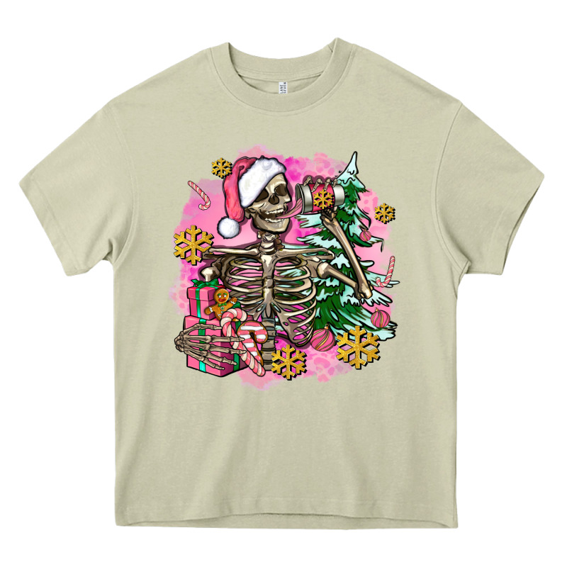 Pink Coffee Gifts Christmas Skeleton Coffee Heavy Core Tee by AdoDesignShop | Teevron