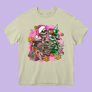 Pink Coffee Gifts Christmas Skeleton Coffee Heavy Core Tee Designed By Adodesignshop