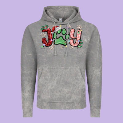 Joy With Dog Paw Vintage Hoodie Designed By Maliassmallbusiness