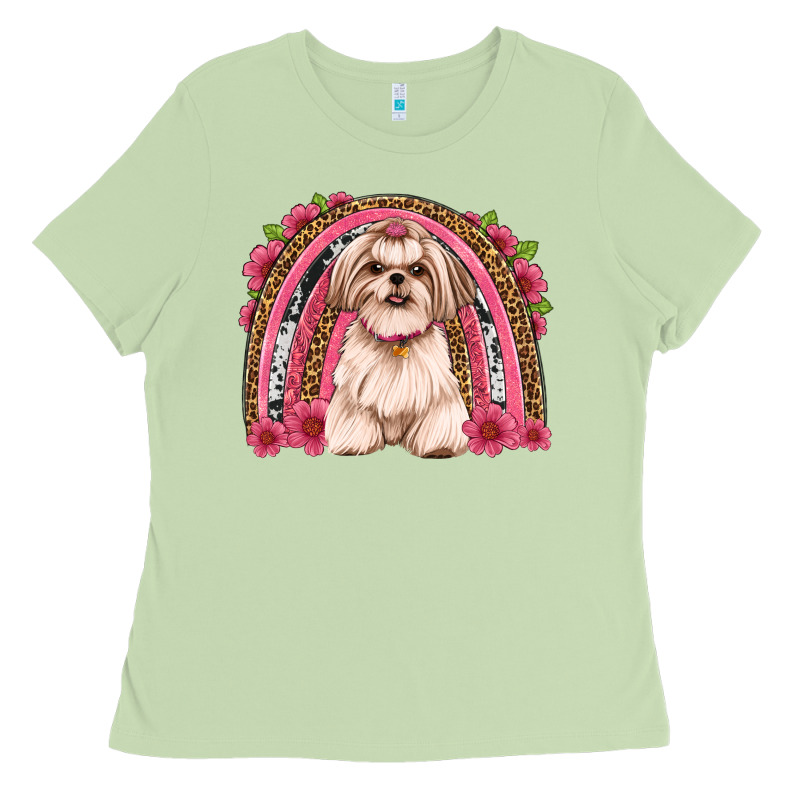 Shih Tzu Floral Rainbow Ladies Tee by Artiststas | Teevron