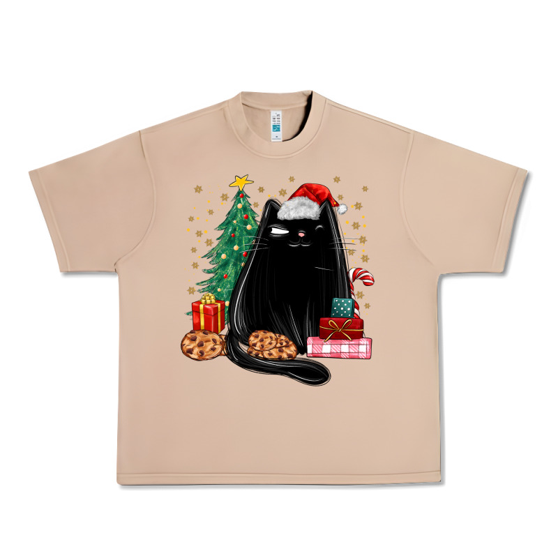 Christmas Black Cat Urban Heavy Tee by MaliasSmallBusiness | Teevron