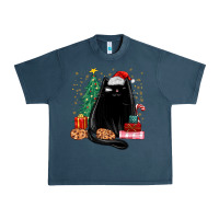 Midnight Navy christmas black cat Urban Heavy Tee - MaliasSmallBusiness