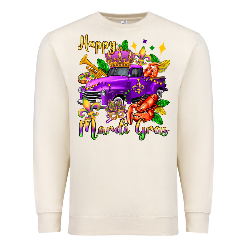 Happy Mardi Gras Truck Olivia Premium Sweatshirt by OliviaCreatesArt | Teevron