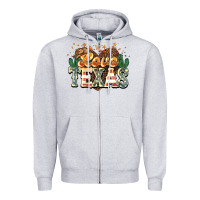 Heather Grey Love Texas 4th of july Zipper Hoodie - HowdyJamesFarm