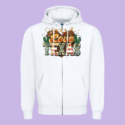 Love Texas 4th Of July Zipper Hoodie Designed By Howdyjamesfarm