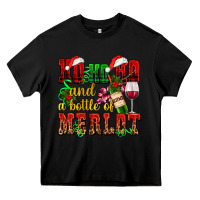 Black ho ho ho and a bottle of merlot Heavy Core Tee - AdoDesignShop