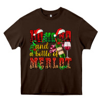 Chocolate Brown ho ho ho and a bottle of merlot Heavy Core Tee - AdoDesignShop
