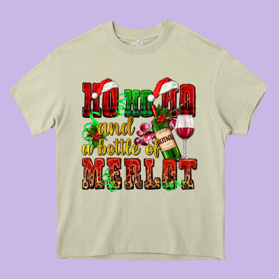 Ho Ho Ho And A Bottle Of Merlot Heavy Core Tee Designed By Adodesignshop