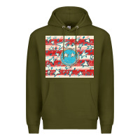 Army Green America flag smiley  tumbler Premium Hoodie - HowdyJamesFarm