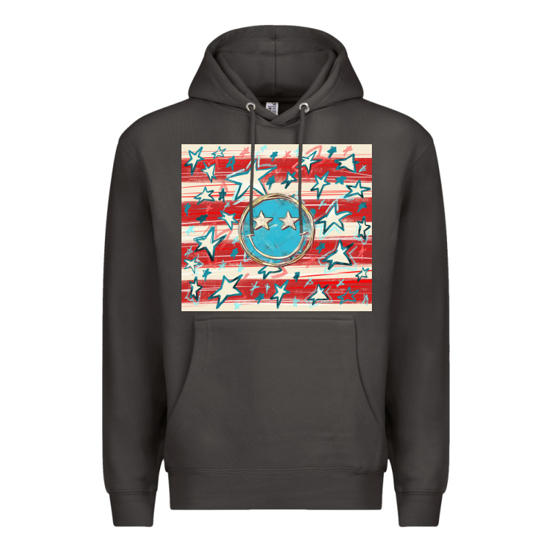 America Flag Smiley  Tumbler Premium Hoodie by HowdyJamesFarm | Teevron
