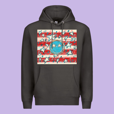 America Flag Smiley  Tumbler Premium Hoodie Designed By Howdyjamesfarm