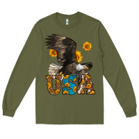 Army Green Western Usa Eagle 4th of July Long Sleeve Tee - LillyAllenDesigns