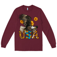Burgundy Western Usa Eagle 4th of July Long Sleeve Tee - LillyAllenDesigns