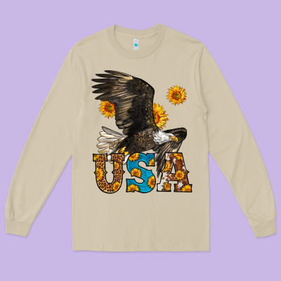 Western Usa Eagle 4th Of July Long Sleeve Tee Designed By Lillyallendesigns