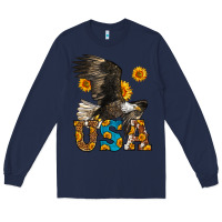 Navy Western Usa Eagle 4th of July Long Sleeve Tee - LillyAllenDesigns