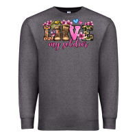 Charcoal Heather love my soldier olivia Premium Sweatshirt - OliviaCreatesArt