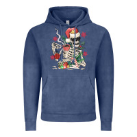 Vintage Denim skeleton santa Vintage Hoodie - MaliasSmallBusiness