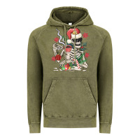 Vintage Olive skeleton santa Vintage Hoodie - MaliasSmallBusiness