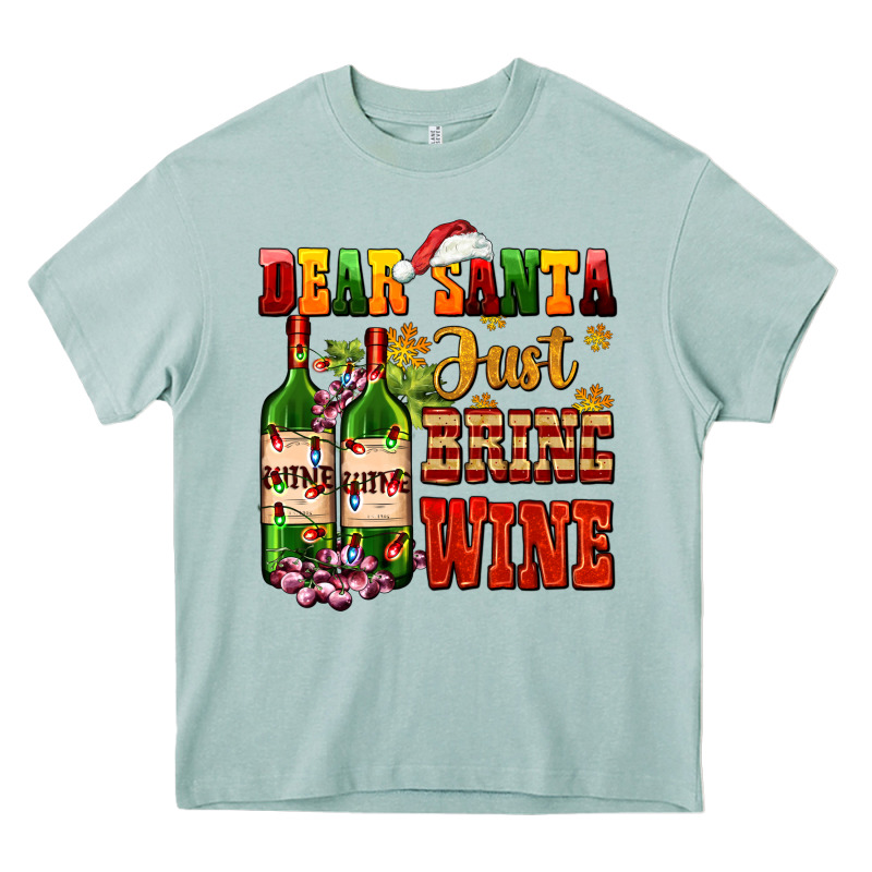 Dear Santa Just Bring Wine Heavy Core Tee by AdoDesignShop | Teevron