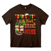 Chocolate Brown dear santa just bring wine Heavy Core Tee - AdoDesignShop
