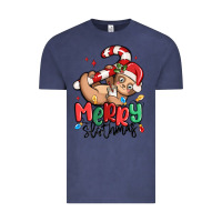 Vintage Denim merry slothmas Vintage Tee - MaliasSmallBusiness