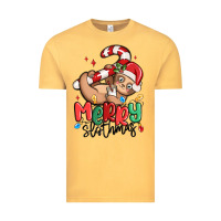 Vintage Mustard merry slothmas Vintage Tee - MaliasSmallBusiness
