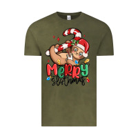 Vintage Olive merry slothmas Vintage Tee - MaliasSmallBusiness