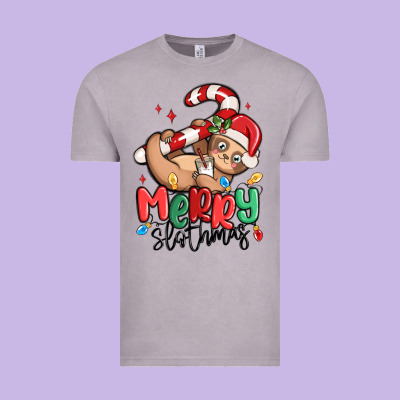 Merry Slothmas Vintage Tee Designed By Maliassmallbusiness