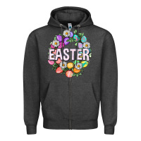 Charcoal Heather Easter with eggs and daisy Easter Day Zipper Hoodie - HowdyJamesFarm