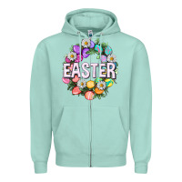 Seafoam Easter with eggs and daisy Easter Day Zipper Hoodie - HowdyJamesFarm