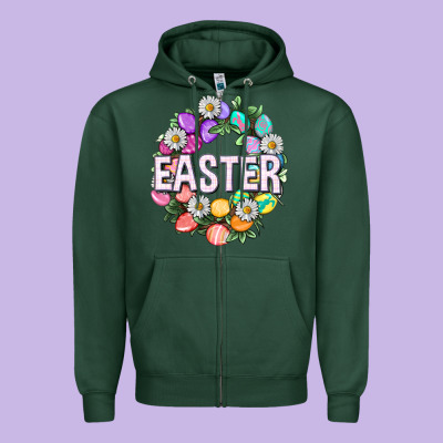 Easter With Eggs And Daisy Easter Day Zipper Hoodie Designed By Howdyjamesfarm