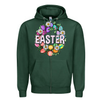 Sports Green Easter with eggs and daisy Easter Day Zipper Hoodie - HowdyJamesFarm