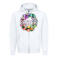 White Easter with eggs and daisy Easter Day Zipper Hoodie - HowdyJamesFarm