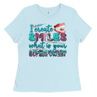Baby Blue i create smile what is your superpower Ladies Tee - AdoDesignShop