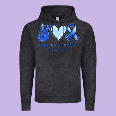 Peace Love Cure Colon Cancer Vintage Hoodie Designed By Jasminsmagicworld